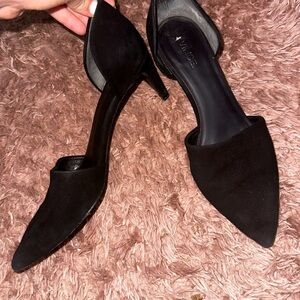Vince Black suede Women's pointed kitten Heels 8 formal office